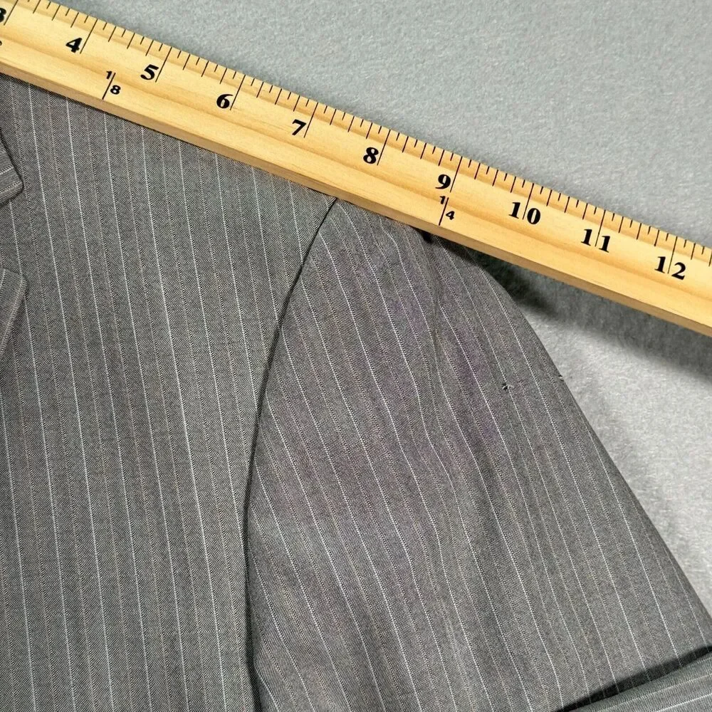 Vintage Hugo Boss Pasolini‎ Movie Wool Suit Jacket Pants Mens 42R Gray Stripes